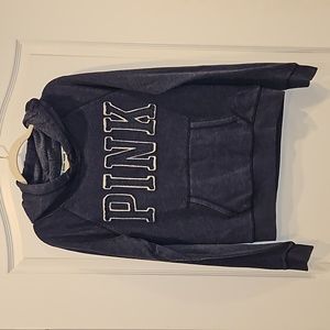 Victorias Secret PINK Hoodie Sweatshirt Pullover Womens Medium Blue and White